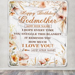 Personalized Birthday Gifts For Godmother Gifts From Niece Nephew Blanket Yellow Happy Birthday Aunt Unique Gift Bday Customized Fleece Throw Blanket