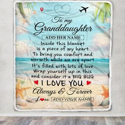 Personalized To My Granddaughter Gifts From Grandma Grandpa Blanket Beach I Love You Birthday Gifts Graduation For Granddaughter Christmas Fleece Blanket