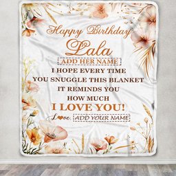 Personalized Birthday Gifts For Lala Gifts From Granddaughter Grandson Blanket Yellow Happy Birthday Lala Unique Gift Bday Customized Fleece Blanket