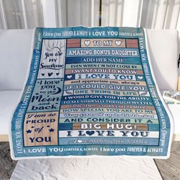 Personalized To My Amazing Bonus Daughter Gifts From Step Mom Dad Blanket Wood Great Words Birthday Gifts For Stepdaughter Christmas Customized Fleece Blanket