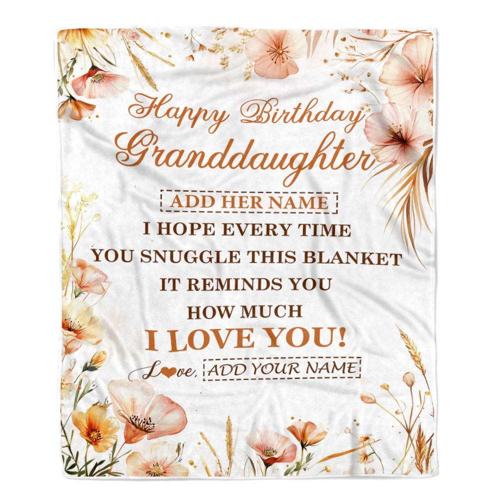 Personalized Birthday Gifts For Granddaughter Gifts From Grandma Blanket Yellow Happy Birthday Granddaughter Unique Gift Bday Customized Fleece Blanket