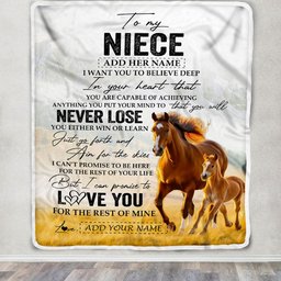 Personalized To My Niece Blanket From Aunt Uncle Auntie You Will Never Lose Horse Niece Birthday Gifts Graduation Christmas Customized Fleece Throw Blanket