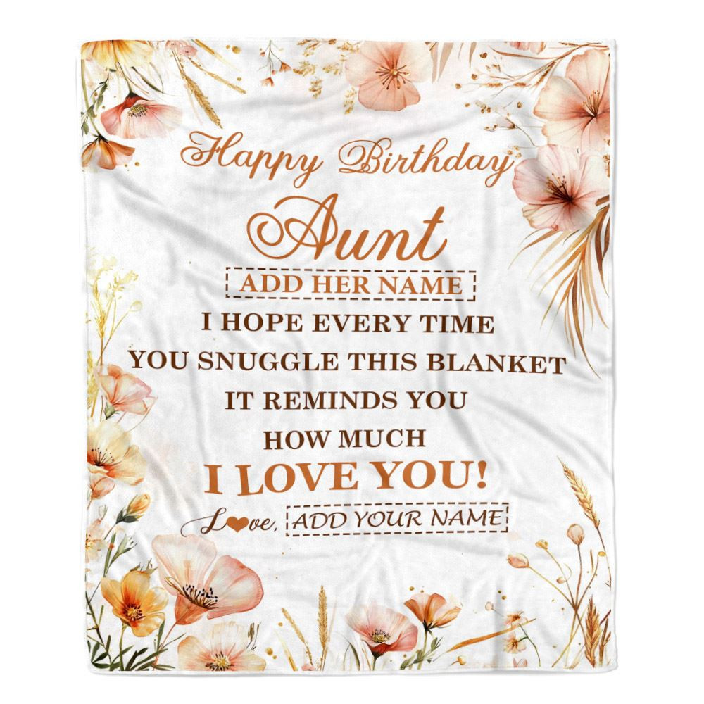 Personalized Birthday Gifts For Aunt Gifts From Niece Nephew Blanket Yellow Happy Birthday Aunt Unique Gift Bday Customized Fleece Throw Blanket