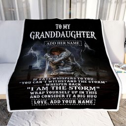 Personalized To My Granddaughter Blanket Women Warrior Knights Templar I Am The Storm Best Granddaughter Birthday Gifts Christmas Customized Fleece Blanket