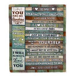 Personalized To My Amazing Bonus Daughter Gifts Blanket From Step Mom Wood Your Dream Gifts For Stepdaughter Birthday Gift Christmas Customized Fleece Blanket