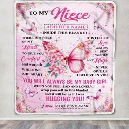 Personalized To My Niece Gifts From Aunt Uncle Auntie Blanket Floral Butterfly Birthday Gifts For Niece Graduation Christmas Customized Fleece Throw Blanket