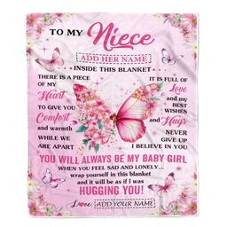 Personalized To My Niece Gifts From Aunt Uncle Auntie Blanket Floral Butterfly Birthday Gifts For Niece Graduation Christmas Customized Fleece Throw Blanket