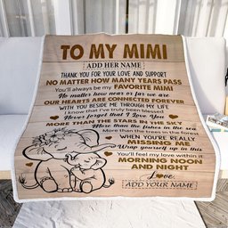Personalized To My Mimi Gifts Blanket From Granddaughter Grandson Elephant My Favorite Mimi Birthday Gifts Mothers Day Christmas Custom Name Fleece Blanket