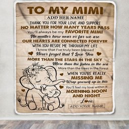 Personalized To My Mimi Gifts Blanket From Granddaughter Grandson Elephant My Favorite Mimi Birthday Gifts Mothers Day Christmas Custom Name Fleece Blanket