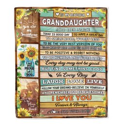 Personalized To My Beautiful Granddaughter Gifts Blanket From Grandma Wood Sunflower Gifts For Granddaughter Birthday Christmas Customized Fleece Blanket