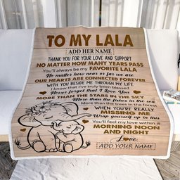 Personalized To My Lala Gifts Blanket From Granddaughter Grandson Elephant My Favorite Lala Birthday Gifts Mothers Day Christmas Custom Name Fleece Blanket