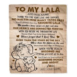 Personalized To My Lala Gifts Blanket From Granddaughter Grandson Elephant My Favorite Lala Birthday Gifts Mothers Day Christmas Custom Name Fleece Blanket