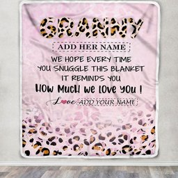 Personalized To My Granny Gifts From Granddaughter Blanket Pink Leopard Happy Birthday Gifts For Granny Mothers Day Christmas Customized Fleece Blanket
