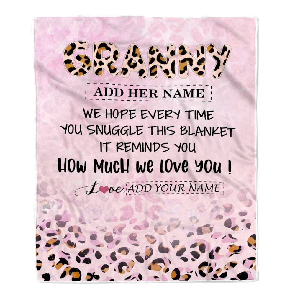 Personalized To My Granny Gifts From Granddaughter Blanket Pink Leopard Happy Birthday Gifts For Granny Mothers Day Christmas Customized Fleece Blanket