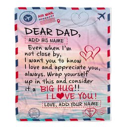 Personalized To My Dad Blanket From Daughter Son Children Letter Mail To Dad Gifts Happy Birthday Gifts Fathers Day Christmas Custom Name Fleece Throw Blanket