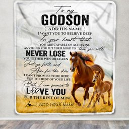 Personalized To My Godson Blanket From Godmother Uncle You Will Never Lose Horse Godson Birthday Gifts Graduation Christmas Customized Fleece Throw Blanket