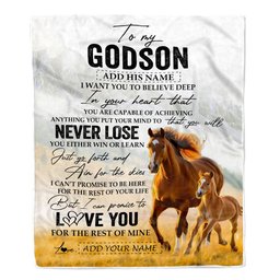 Personalized To My Godson Blanket From Godmother Uncle You Will Never Lose Horse Godson Birthday Gifts Graduation Christmas Customized Fleece Throw Blanket