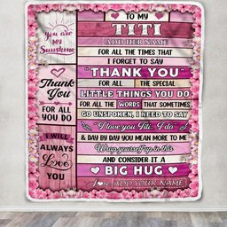 Personalized To My Titi Gifts Blanket From Niece Nephew Wood Thank You Best Titi Birthday Gifts Mothers Day Christmas Custom Name Fleece Throw Blanket