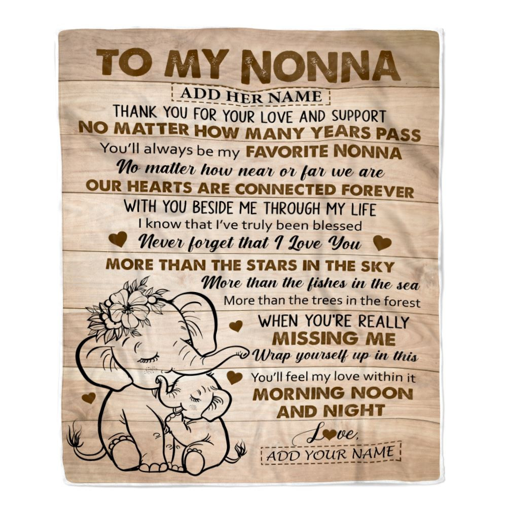 Personalized To My Nonna Gifts Blanket From Granddaughter Grandson Elephant My Favorite Nonna Birthday Gifts Mothers Day Christmas Custom Name Fleece Blanket