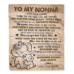 Personalized To My Nonna Gifts Blanket From Granddaughter Grandson Elephant My Favorite Nonna Birthday Gifts Mothers Day Christmas Custom Name Fleece Blanket