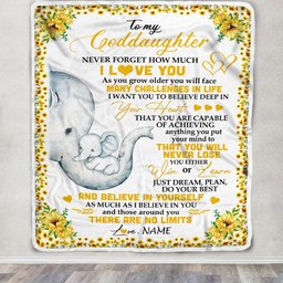 Personalized To My Goddaughter I Love You From Aunt Titi Sunflower Elephant Goddaughter Birthday Christmas Thanksgiving Graduation Customized Fleece Blanket