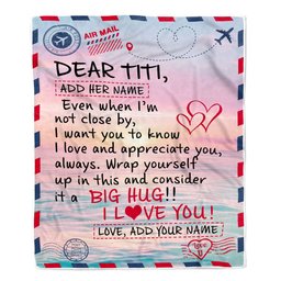 Personalized To My Titi Blanket From Niece Nephew Letter Mail To Titi Gifts Happy Birthday Gifts Mothers Day Christmas Custom Name Fleece Throw Blanket