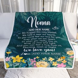 Personalized Nonna Blanket From Granddaughter Grandchildren Floral Green We Love You Nonna Birthday Gifts Mothers Day Christmas Customized Fleece Blanket