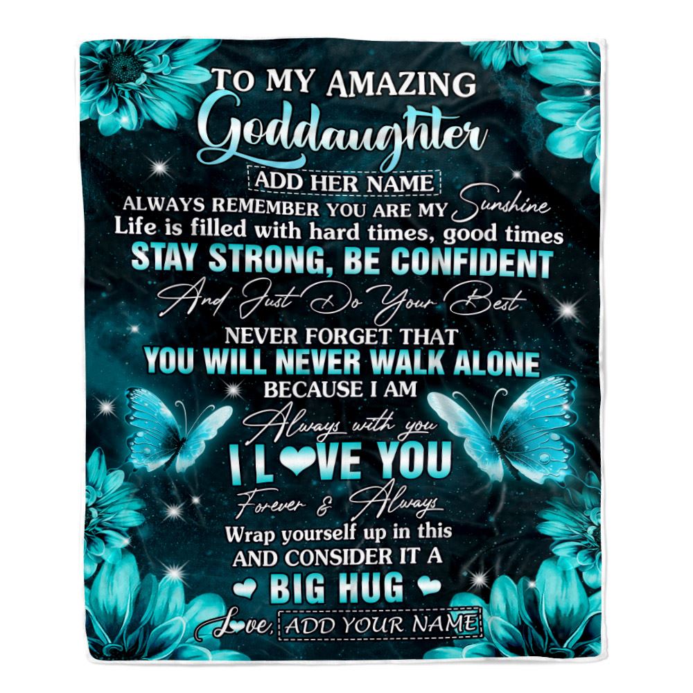 Personalized To My Amazing Goddaughter Butterfly Blanket From Godmother My Sunshine Goddaughter Birthday Gifts Graduation Christmas Customized Fleece Blanket