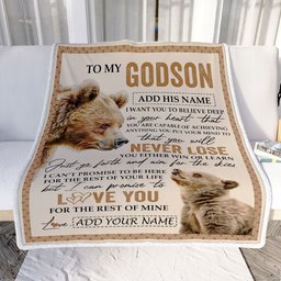 Personalized To My Godson Blanket From Godmother Uncle You Will Never Lose Bear Godson Birthday Gifts Graduation Christmas Customized Fleece Throw Blanket