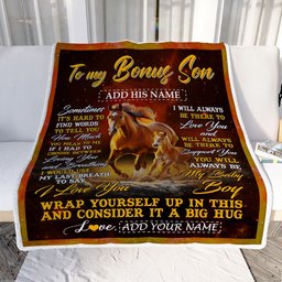 Personalized To My Bonus Son Blanket From Stepmother Stepdad Sometimes It's Hard Horse Stepson Birthday Gifts Graduation Christmas Customized Fleece Blanket