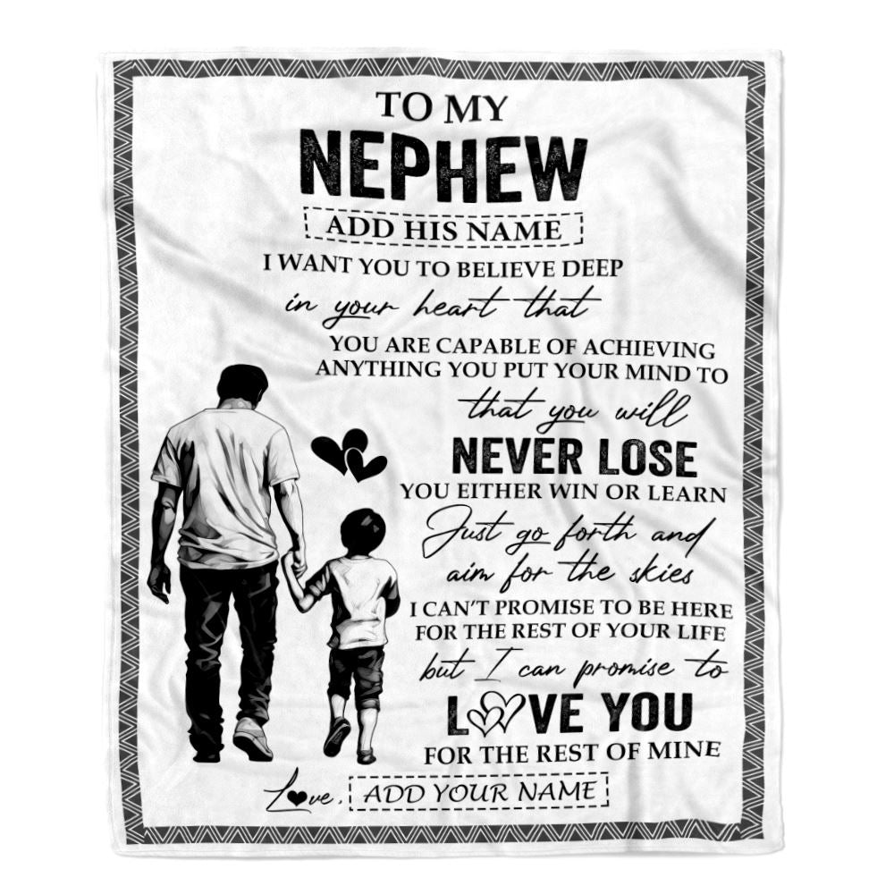 Personalized To My Nephew Blanket You Will Never Lose From Uncle Nephew Birthday Gifts Graduation Christmas Customized Fleece Throw Blanket