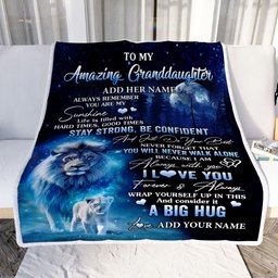 Personalized To My Amazing Granddaughter Lion Blanket From Grandpa Papa My Sunshine Granddaughter Birthday Gifts Graduation Christmas Fleece Throw Blanket