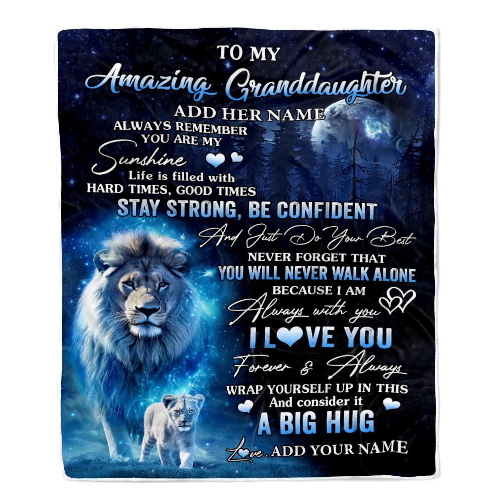 Personalized To My Amazing Granddaughter Lion Blanket From Grandpa Papa My Sunshine Granddaughter Birthday Gifts Graduation Christmas Fleece Throw Blanket