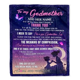 Personalized To My Godmother Blanket From Niece Night Sky Thank You Love You Aunt Birthday Gifts Mothers Day Christmas Customized Fleece Throw Blanket