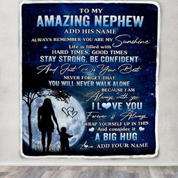 Personalized To My Amazing Nephew Blanket From Aunt Auntie My Sunshine Nephew Birthday Gifts Graduation Christmas Customized Fleece Throw Blanket