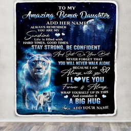 Personalized To My Amazing Bonus Daughter Lion Blanket From Stepmother My Sunshine Stepdaughter Birthday Gifts Christmas Customized Fleece Throw Blanket