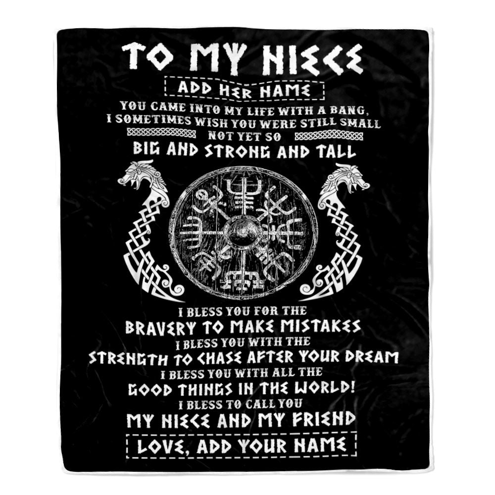 Personalized To My Niece Viking Blanket From Uncle My Niece And My Friend Scandinavian Norse Runes Niece Birthday Gifts Christmas Customized Fleece Blanket