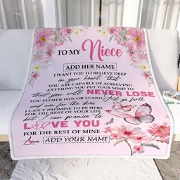 Personalized To My Niece Blanket From Aunt Uncle Auntie You Will Never Lose Butterfly Niece Birthday Gifts Graduation Christmas Customized Fleece Throw Blanket