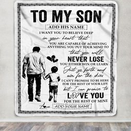 Personalized To My Son Blanket You Will Never Lose From Dad Father Son Birthday Gifts Graduation Christmas Customized Fleece Throw Blanket