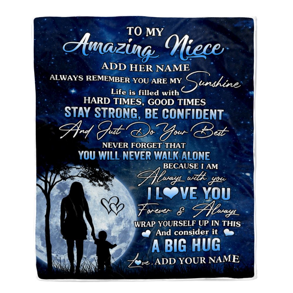 Personalized To My Amazing Niece Blanket From Aunt Auntie My Sunshine Niece Birthday Gifts Graduation Christmas Customized Fleece Throw Blanket