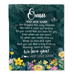 Personalized Oma Blanket From Granddaughter Grandchildren Floral Green We Love You Oma Birthday Gifts Mothers Day Christmas Customized Fleece Blanket