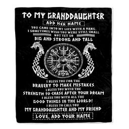 Personalized To My Granddaughter Viking Blanket From Papa My Granddaughter And My Friend Scandinavian Granddaughter Birthday Gifts Christmas Fleece Blanket