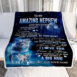 Personalized To My Amazing Nephew Lion Blanket From Aunt Auntie My Sunshine Nephew Birthday Gifts Graduation Christmas Customized Fleece Throw Blanket