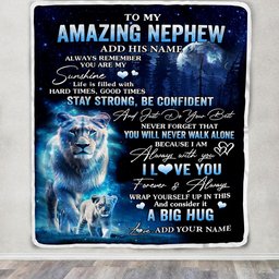 Personalized To My Amazing Nephew Lion Blanket From Aunt Auntie My Sunshine Nephew Birthday Gifts Graduation Christmas Customized Fleece Throw Blanket