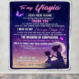 Personalized To My Yiayia Blanket From Grandkids Grandson Night Sky Thank You Love You Yiayia Birthday Gifts Mothers Day Christmas Customized Fleece Blanket