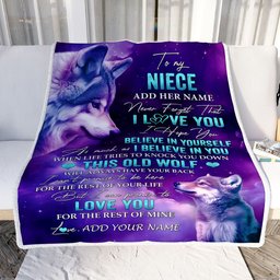 Personalized To My Niece Blanket From Aunt Uncle Wolf Never Forget I Love You Niece Birthday Gifts Graduation Christmas Customized Fleece Throw Blanket