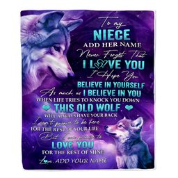 Personalized To My Niece Blanket From Aunt Uncle Wolf Never Forget I Love You Niece Birthday Gifts Graduation Christmas Customized Fleece Throw Blanket