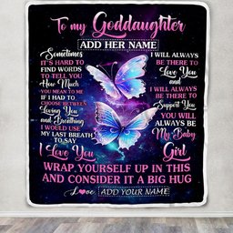 Personalized To My Goddaughter Gift Blanket From Godmother Aunt Sometimes It's Hard Butterfly Goddaughter Birthday Gifts Christmas Customized Fleece Blanket