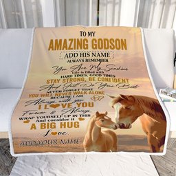 Personalized To My Amazing Godson Horse Blanket From Godmother Uncle My Sunshine Godson Birthday Gifts Graduation Christmas Customized Fleece Throw Blanket
