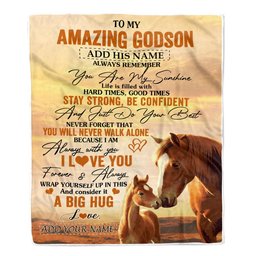 Personalized To My Amazing Godson Horse Blanket From Godmother Uncle My Sunshine Godson Birthday Gifts Graduation Christmas Customized Fleece Throw Blanket